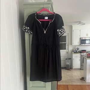 Old Navy Black Dress with White Embroidery